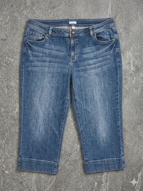 Relativity Denim Capris Womens 14P Blue Crop Jeans Stretch Whisker Crop Pants